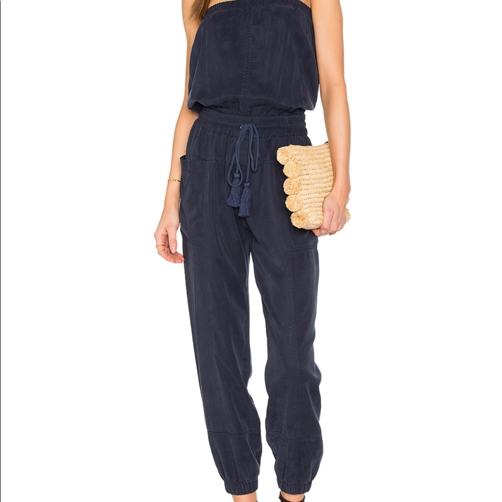 YFB strapless navy jumpsuit